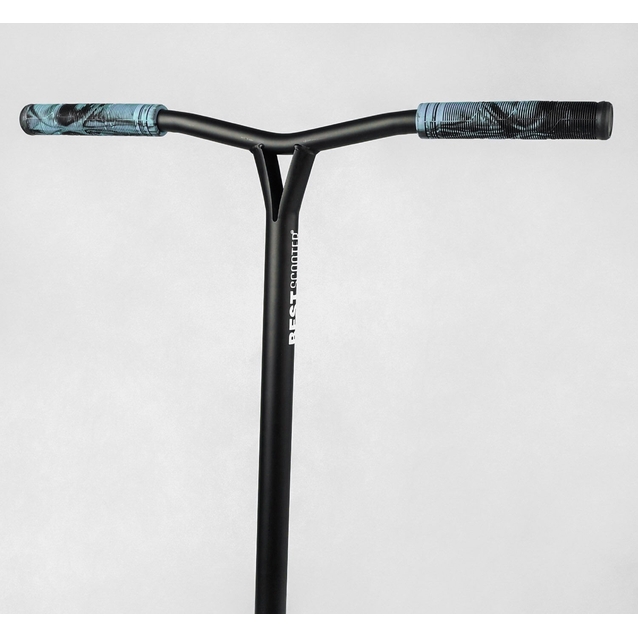 Самокат трюковий Best Scooter «FEAR» МТ-40488 чорно-блакитний, SCS-система, пеги, AL диск та дека, колеса PU Ø115mm, ширина керма - 58 см фото westvelo.com