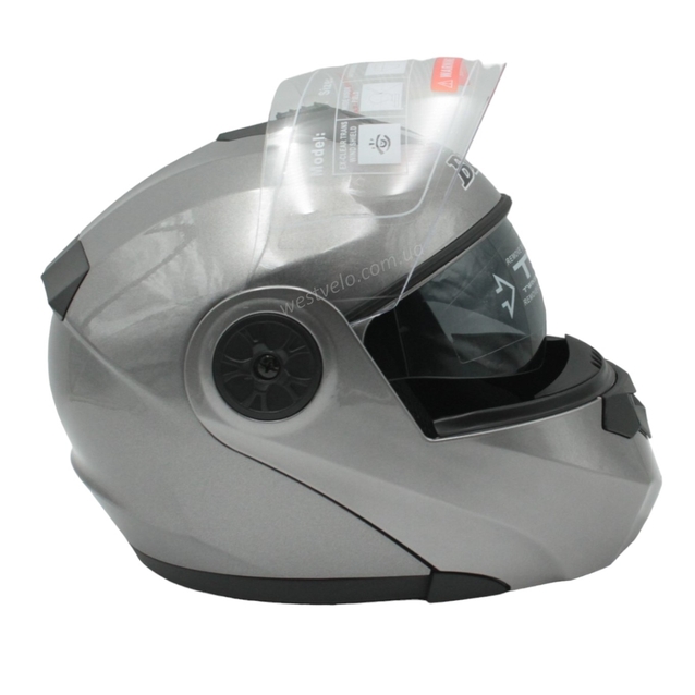 Мото шолом, трансформер (S 55-56) BLD-159 сірий глянець, з відкидними окулярами фото westvelo.com