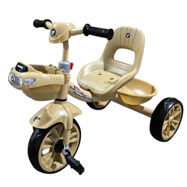 Дитячий велосипед 3-х колісний EVA (піна) Best Trike колеса 10-8, «Машинка» BS-60530 бежевий, сталева рама, УКР.ОЗВУЧУВАННЯ, кошик