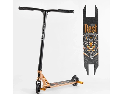 Самокат трюковий Best Scooter «SPIDER» 55084 чорно-золотий, HIC-система, пеги, AL диск та дека, колеса PU Ø110mm, ширина керма - 60 см