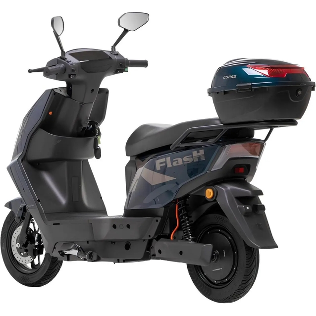 Електроскутер Corso «FLASHX» FL-946117 двигун 1200W, акумулятор 72V/23Ah графеновий, зелений, колеса 10" + 1 ящик. акум фото westvelo.com