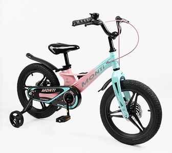 Дитячий велосипед 16 MG Corso «MONTI» MT-16998, магнієва рама, рожево-бірюзовий