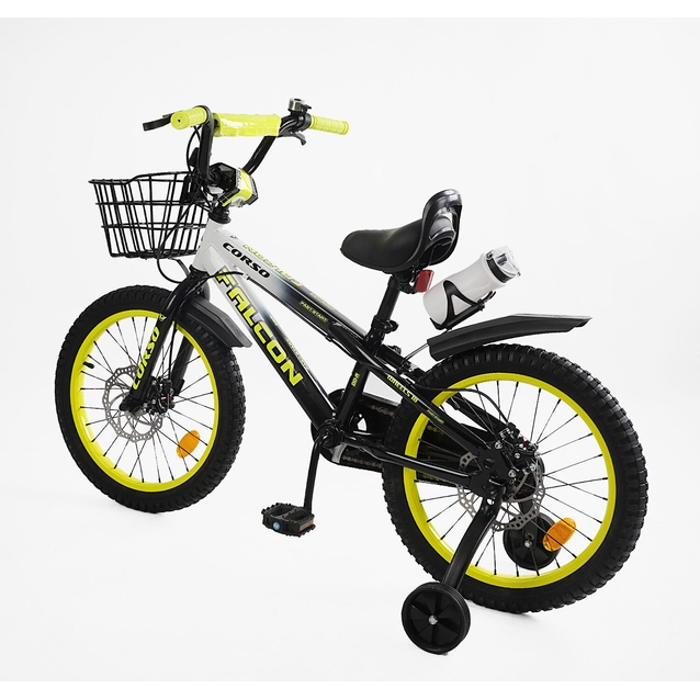 Дитячий велосипед 18 ST Corso «FALCON» FL-18107 дискові гальма, чорно-жовтий фото westvelo.com