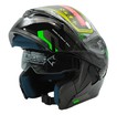 Мото шолом, трансформер (M) DOT "1001-38" чорно-зелений глянцевий, вмонтовані окуляри фото westvelo.com