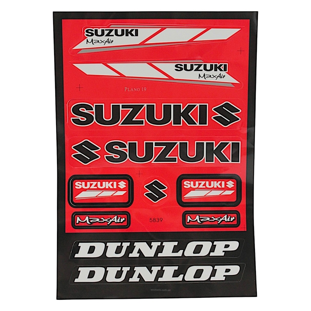 Наклейки "Suzuki/Dunlop" 5839A 11шт (22x32см) червоні фото westvelo.com