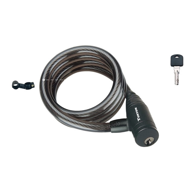 Замок TONYON 506 Ø12mm-2000mm на ключ, з кріпленням на раму фото westvelo.com