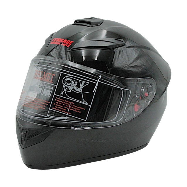 Мото шолом, закритий (L) "224" чорний, глянцевий фото westvelo.com