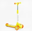 Самокат дитячий 3-х колісний, Skyper LH-11603 жовто-помаранчевий, колеса PU Ø112mm зі світлом, музика та підсвічування платформи, кермо з`ємне фото westvelo.com
