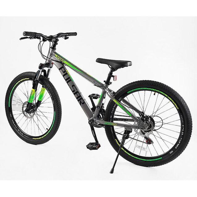 Велосипед 26 AL Corso «PULSAR» PL-26031 алюміній 13", (к-т SHIMANO) сіро-салатовий фото westvelo.com