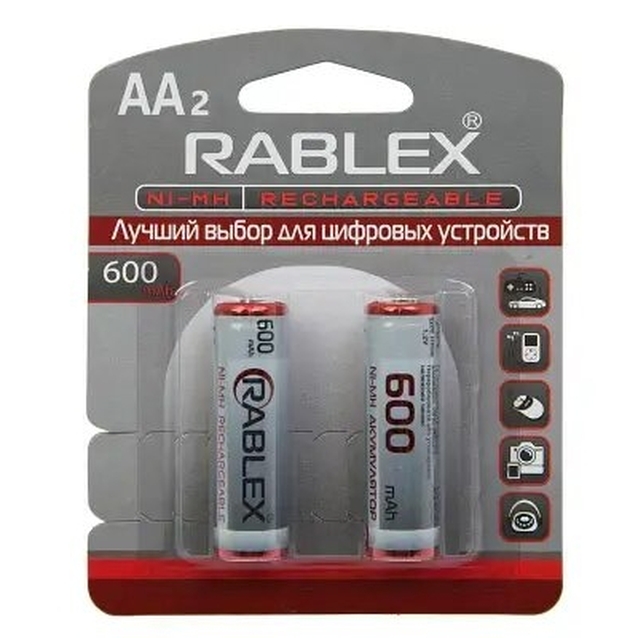 Батарейки акумуляторні Rablex HR06 600mAh АА (2шт.) фото westvelo.com