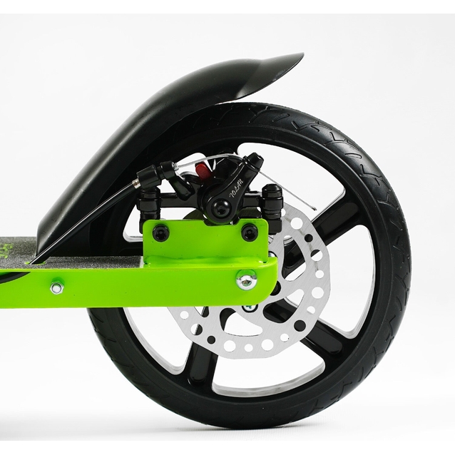 Самокат дитячий 2-х колісний, PU Skyper «UNIC» UN-36502 салатовий, колеса Ø200mm, ручне дискове гальмо, 1 амортизатор передній фото westvelo.com