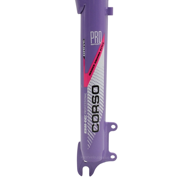 Вилка 26 аморт. безрізьб. CORSO (088), бузкова, disk, шток Ø28.6 L-210mm фото westvelo.com