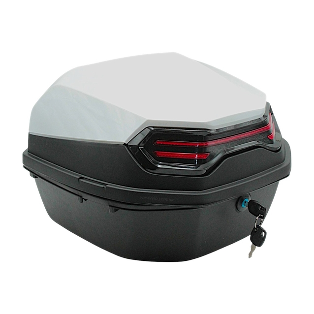 Кофр (багажник) для мотоцикла задній ROBIK 48 (400х400х280) 45L білий з катафотом фото westvelo.com