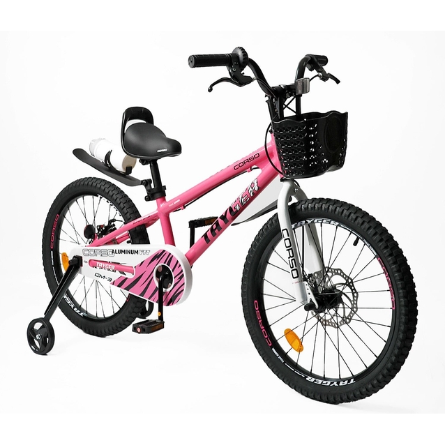 Дитячий велосипед 20 AL Corso «TAYGER»  TG-20574 алюмінієва рама, дискові гальма, рожевий фото westvelo.com