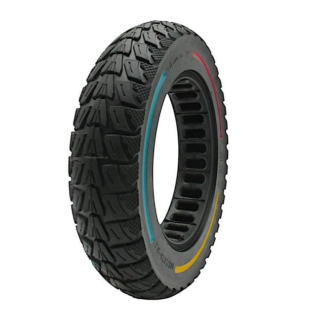 Покришка 10-2.125-6.1CITYNEYE (Ø155 - 37мм) лита (Перфорована) безкамерка для електросамоката з кольоровими полосами (190) фото westvelo.com