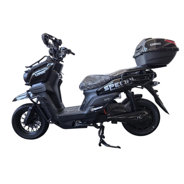 Електроскутер Corso «SPECIAL» SC-789740, двигун 2000W, акумулятор 72V/38Ah свинцево-кислотний, чорний + 1 ящик. акум, колеса 10" фото westvelo.com