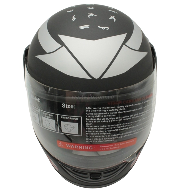 Мото шолом, закритий (XS) F2 "PREDA TORS" чорно-сірий матовий (825-4) фото westvelo.com