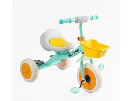 Дитячий велосипед 3-х колісний EVA (піна) Best Trike колеса 10-8, BS-49151 бірюзовий, сталева рама, УКР.ОЗВУЧУВАННЯ, світло, кошик