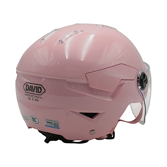 Мото шолом, відкритий (S-M) "DAVID" D316, рожевий глянцевий (ABS) фото westvelo.com