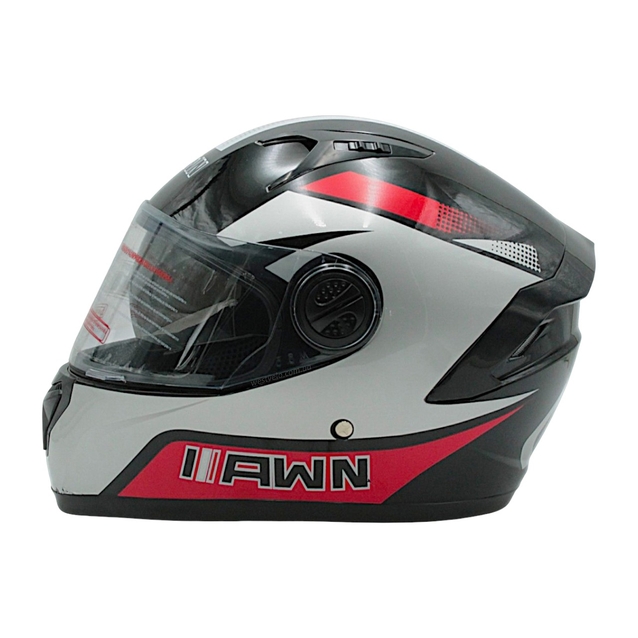 Мото шолом, закритий (L) AWN "319" чорно-сіро-червоний вмонтовані окуляри фото westvelo.com