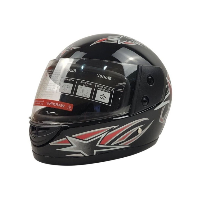 Мото шолом, закритий (L 59-60) BLD, чорний (зірка), глянець (825) фото westvelo.com