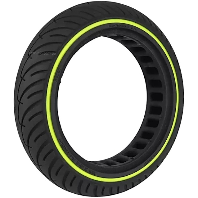 Покришка "8" 8.5-2.0 (Ø142 - 36мм) безкамерка для електросамоката, світловідбивач. салатова смуга фото westvelo.com