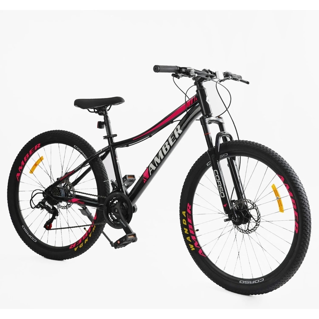 Велосипед 27.5 ST Corso «AMBER» MB-62589 сталь 15", (к-т SHIMANO) чорно-рожевий фото westvelo.com
