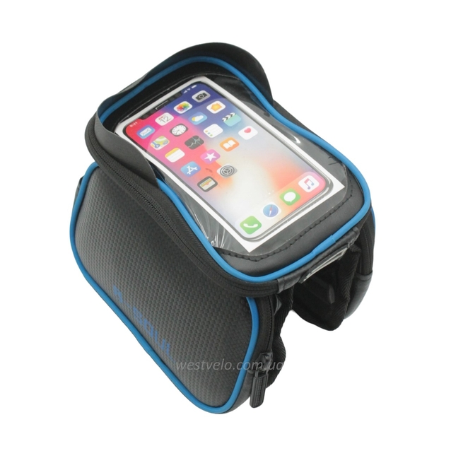 Сумка на раму B-SOUL 2x-стороння + місце для телефону, синя фото westvelo.com