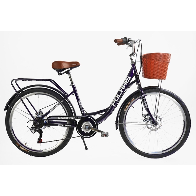 Міський велосипед 26 ST Corso «POLARIS» PS-36620 сталь 16,5", (к-т SHIMANO) фіолетовий (+к/к/б) фото westvelo.com