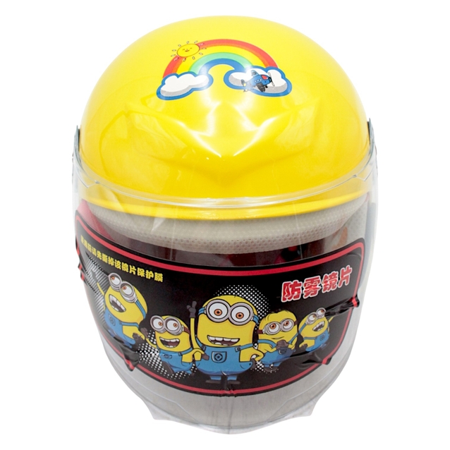 Мото шолом дитячий, відкритий (S) (T69) Minions (літаки) жовтий, глянцевий, (прозорий візор) фото westvelo.com