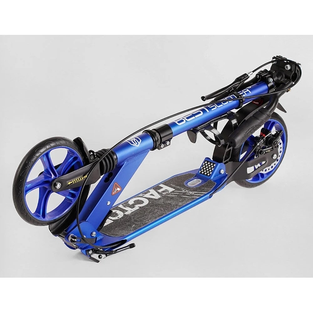 Самокат дитячий 2-х колісний, PU Best Scooter «FACTOR» BS-72725 синій, Ø200mm, AL, 2 амортизатора, фляготримач
