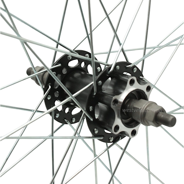 Колесо 28-29 зад, обід 2-ний чорний дисковий, втулка ST. SHUNFENG на промах чорна, диск 6 болтів (без назви) фото westvelo.com