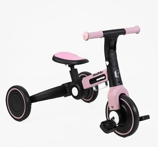 Дитячий велосипед 3-х колісний EVA (піна) Best Trike колеса 8-6, BS-11402 рожевий, нейлонова рама, рама та задні колеса -складні, підсвічування, кошик