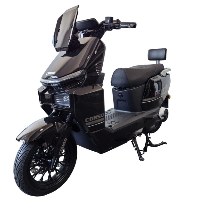 Електроскутер Corso «DEXTER» DX-700698, двигун 2000W, акумулятор 72V 35Ah графеновий, чорний, колеса 12" + 1 ящик. акум фото westvelo.com