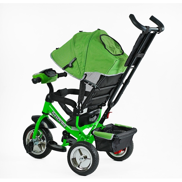 Дитячий велосипед 3-х колісний з батьківською ручкою, з дашком, колеса - EVA (піна) Best Trike 6588/68-945 салатово-чорний фото westvelo.com