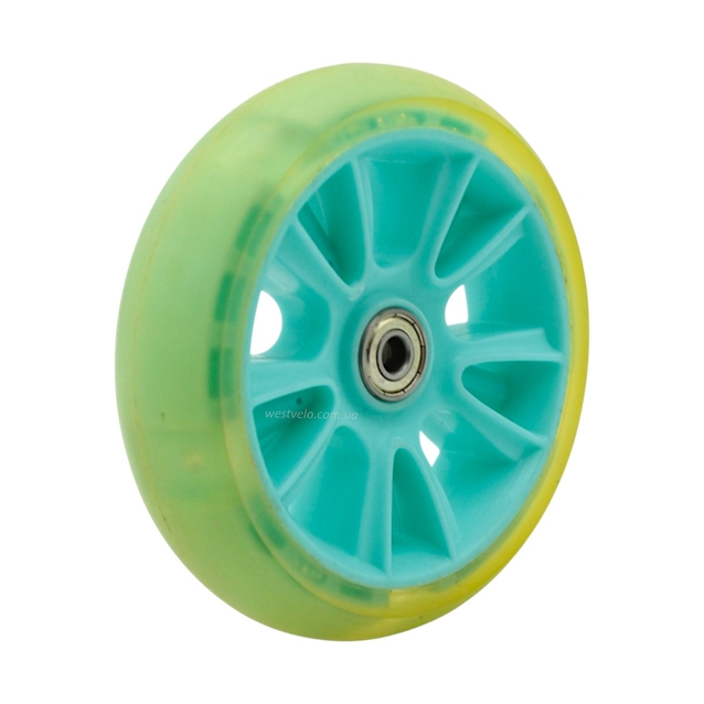 Колесо самоката дитячого поліуретан Ø135мм, діодне, блакитний фото westvelo.com