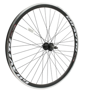 Колесо 26 зад, обід 2-ний чорний, втулка AL на промах чорна, чорна спиця (Gravity)