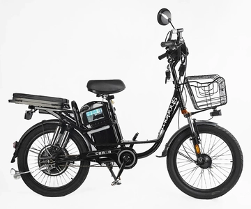 Електровелосипед 22 ST Corso «SHADOW» SH-7324-5 сталь, двигун 500W, акумулятор 48V20Ah літієвий, чорний
