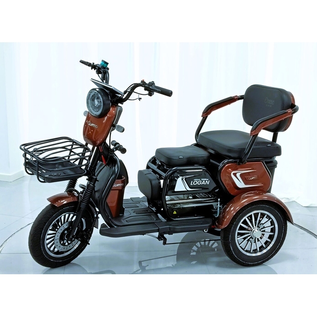 Трицикл Corso «LOGAN L» L-269064, двигун 1200W, акумулятор 72V 24Ah літій-марганець-залізно-фосфатний, коричневий, колеса 10" фото westvelo.com