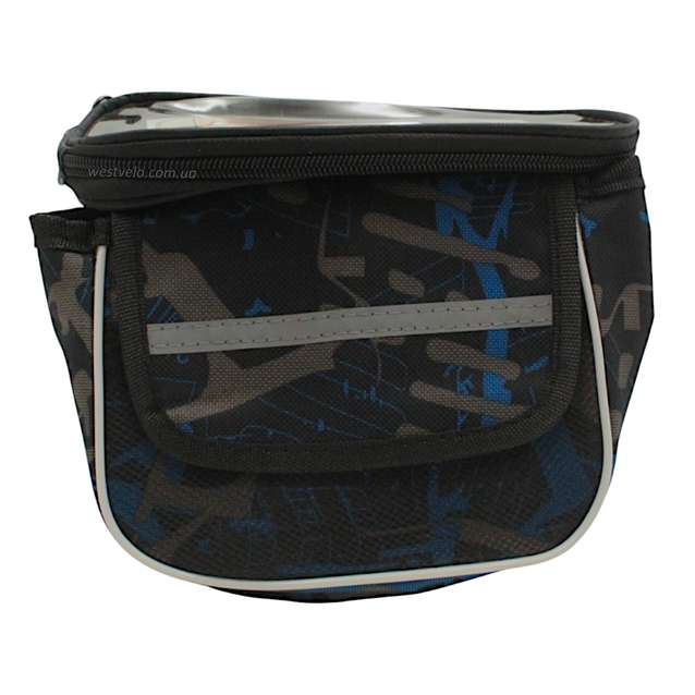Сумка на раму 2x-стороння + місце для телефону чорно-синя AQE-005 фото westvelo.com