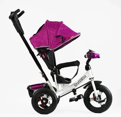 Дитячий велосипед 3-х колісний з батьківською ручкою, з дашком, надувні колеса Best Trike 3390/39-215 рожево-білий