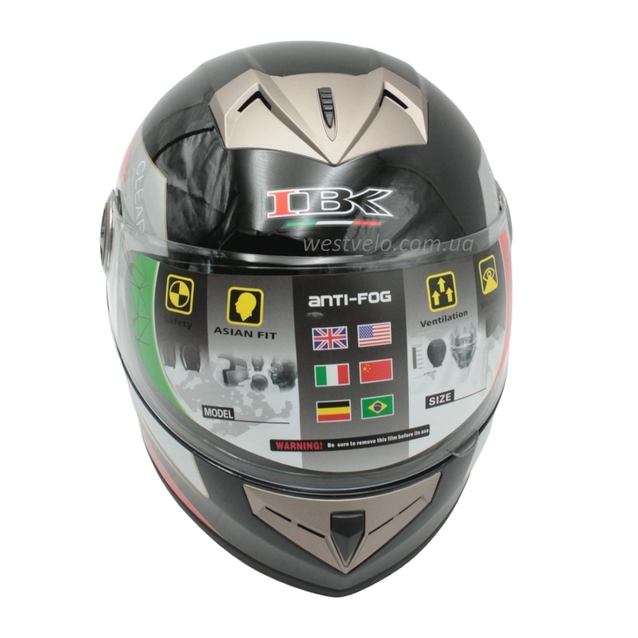 Мото шолом, закритий (XL) "IBK" Інтеграл, 101-3, чорно-сірий глянцевий фото westvelo.com
