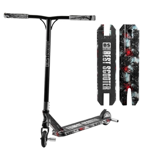 Самокат трюковий Best Scooter «SKULLS» BS-77101 чорно-сірий, HIC-система, пеги, AL диск та дека, колеса PU Ø110mm, ширина керма - 60 см