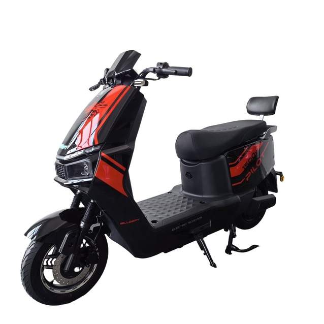 Електроскутер Corso «PILOT» PL-025054, двигун 1500W, акумулятор 72V 32Ah графеновий, чорно-червоний, колеса 10" + 1 ящик. акум фото westvelo.com