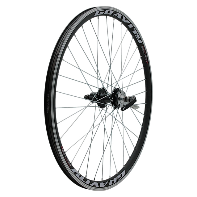 Колесо 26 зад, обід 2-ний чорний, втулка AL SHUNFENG касета (8-10S), диск 6 болтів, проми, ексцентрик, чорна спиця фото westvelo.com