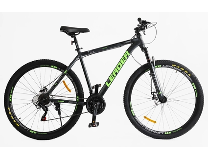 Велосипед 29 ST Corso «LEADER» LD-44800 сталь 21", (к-т SHIMANO) чорно-салатовий