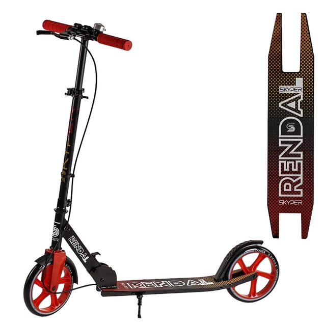 Самокат дитячий 2-х колісний, PU Skyper NL-14792 червоно-чорний, Ø200mm, AL, ручне гальмо фото westvelo.com