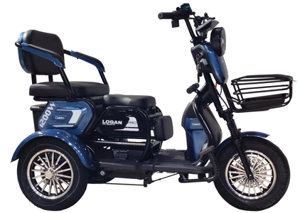 Трицикл Corso «LOGAN PRO» LN-220587, двигун 1200W, акумулятор 72V 28Ah графеновий, синій + 1 ящик. акум, колеса 10"