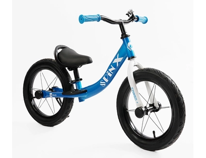 Велобіг 14 Corso надувні колеса, сталева рама «SPIN-X» PX-322-94 синій, підніжка, підставка для ніг, дзвіночок