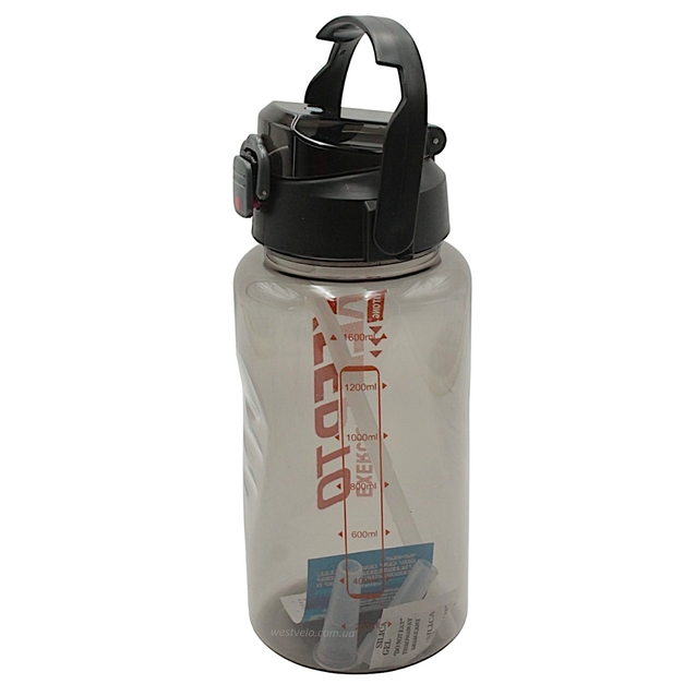 Фляга 1600 ml харч.пластик, KEEPTO EXERCISE, (для тренувань) з трубкою, чорна фото westvelo.com